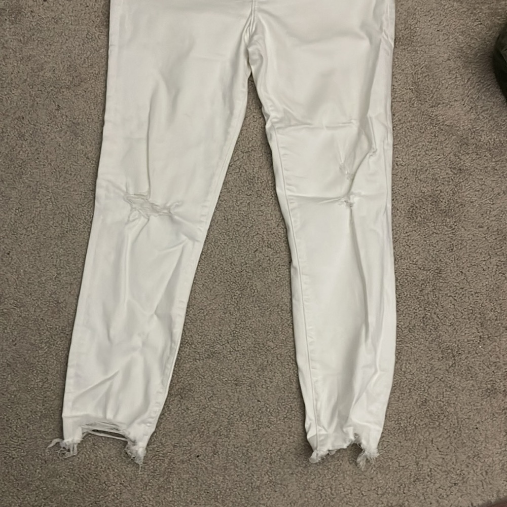White Skinny Jeans With Rips - Picture 5 of 6